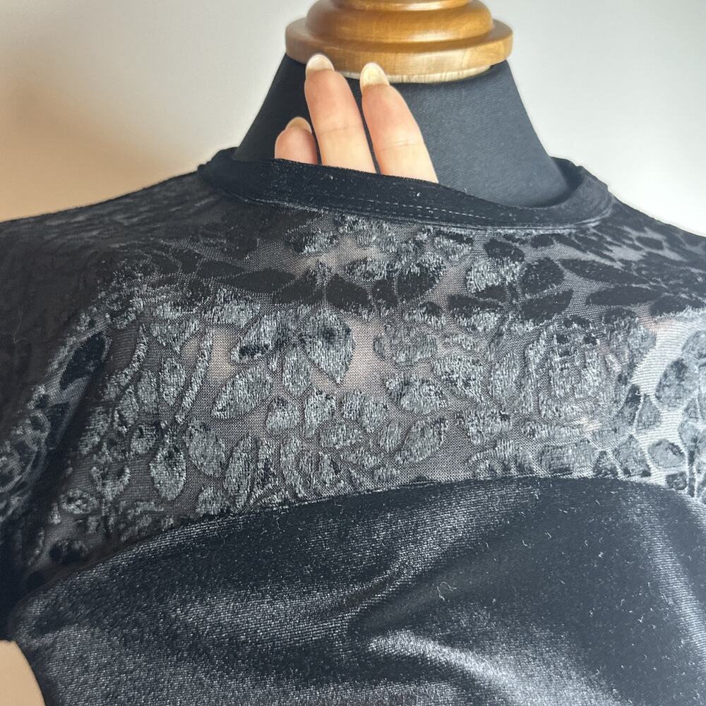Vintage Y2K 90s My Michelle Floral Velvet Baby Tee Shirt Sz M Whimsigoth Witchy - Picture 7 of 9